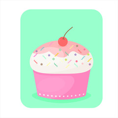  Delicious cupcake. Dessert vector illustration design. 	