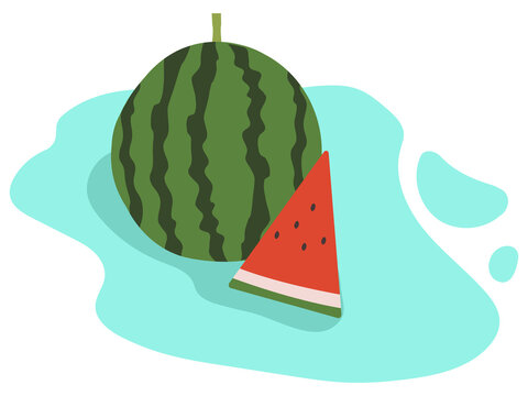 recommend clip art: スイカの丸玉とカットしたスイカのイラスト
