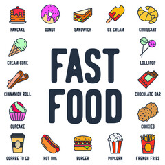 Fast food elements set icon symbol template for graphic and web design collection logo vector illustration