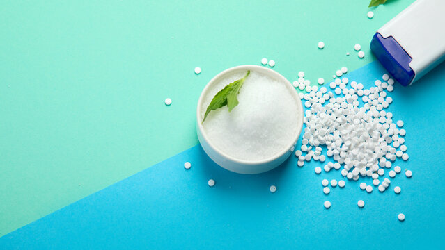 Sugar substitute on color background.