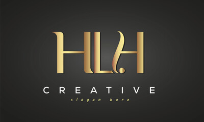 HLH creative luxury stylish logo design with golden premium look, initial tree letters customs logo for your business and company	
