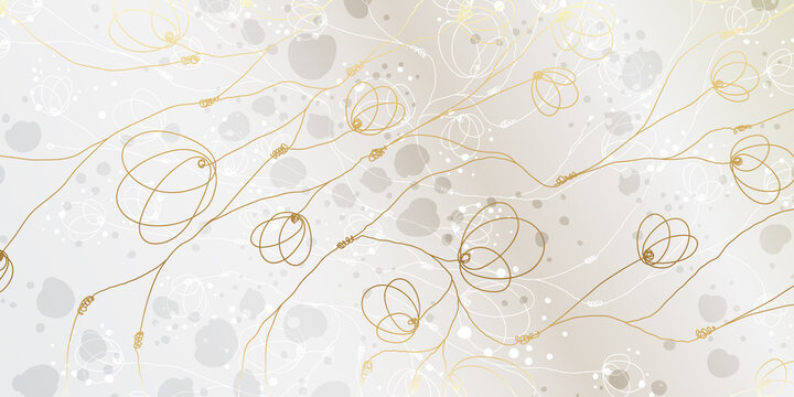 Golden floral abstract pattern. Luxurious golden linear ornament. Premium design for wallpapers, silk textiles and jewelry. Vector illustration.