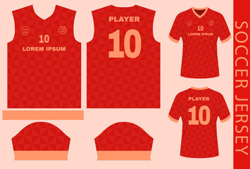 soccer jersey design template with pattern sewing print and mockup