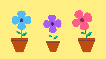 Colorful simple 2d flower animation in high resolution
