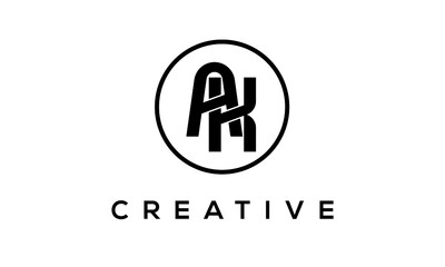 Monogram / initial letters AK creative corporate customs typography logo design. spiral letters universal elegant vector emblem with circle for your business and company.