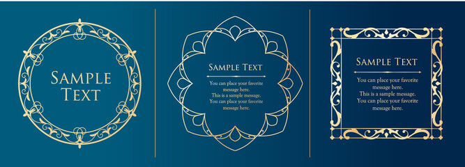 オシャレなフレーム。デザインテンプレート。ゴージャスな額のセット。