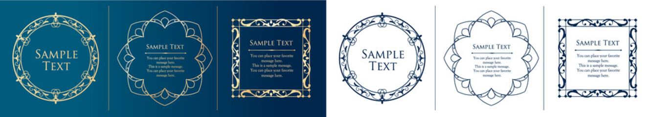 オシャレなフレーム。デザインテンプレート。ゴージャスな額のセット。