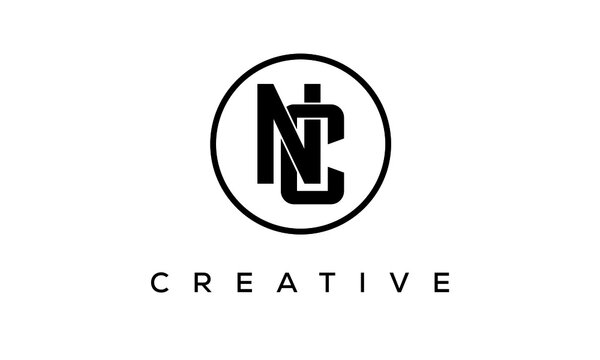 Monogram / initial letters NC creative corporate customs typography logo design. spiral letters universal elegant vector emblem with circle for your business and company.