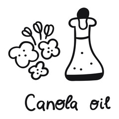 Canola oil. Hand drawn outline icon. 