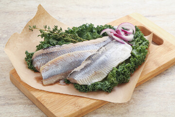 Marinated Herring fillet with onion