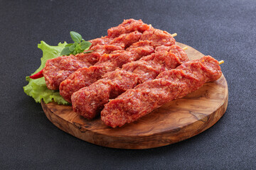 Raw beef kebab minced meat