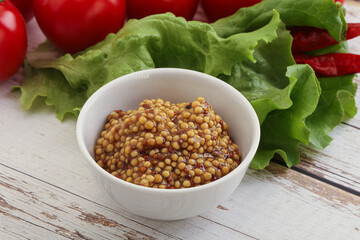 Mustard seeds sauce in the bowl