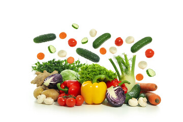 Fototapeta na wymiar Group of vegetables isolated on white background