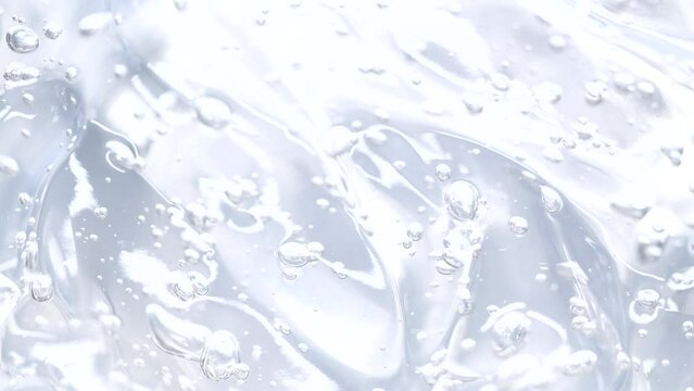 Macro white transparent cosmetic serum gel, cream, fluid texture with air bubble