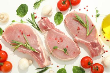 Concept of cooking with raw meat and ingredients