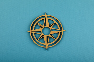 Wind rose on blue background, top view