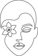 Abstract Woman face Line Art