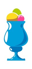Frozen dessert in cup, scoops of ice cream vector