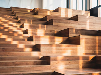 Wooden step stairs Interior design Geometric pattern Architecture details