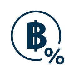 Baht and Percentage icon. Vector.