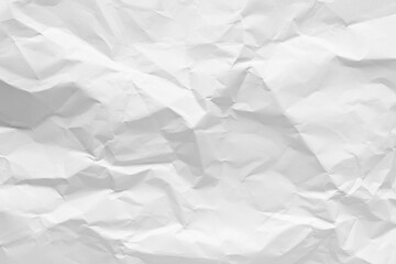 White crumpled paper texture background, clean white wrinkled paper, top view.