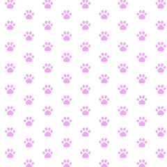 Fototapeta na wymiar Vector pink paw pattern seamless