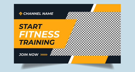 Gym fitness training youtube thumbnail design for any gym yoga youtube videos customizable video thumbnail design video cover web banner thumbnail template for social media gym fitness concept. 