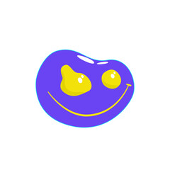 Retro aesthetic y2k, psychedelic acid trippy smile. 70s, 80s, 90s cartoon style. Set element smile emoji. Creative vector illustration. Funny cartoon character. Pop art aesthetic y2k.