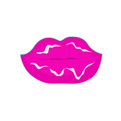 Retro aesthetic y2k, psychedelic acid trippy mouth lips. 70s, 80s, 90s cartoon style. Set element smile emoji. Creative vector illustration. Funny cartoon character. Pop art aesthetic y2k.
