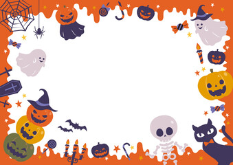 ハロウィン　カボチャとオバケの背景素材