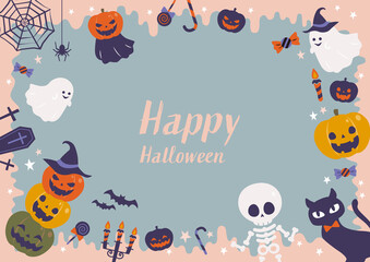 ハロウィン　カボチャとオバケの背景素材