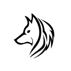 Modern abstract illustration with black wolf isolated on white background.Vector icon for decorative design. wolf logo. Isolated vector illustration.