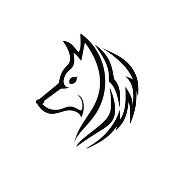 Modern abstract illustration with black wolf isolated on white background.Vector icon for decorative design. wolf logo. Isolated vector illustration.