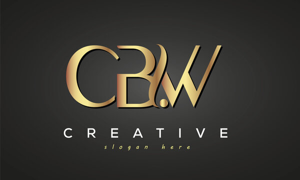 CBW creative luxury stylish logo design with golden premium look, initial tree letters customs logo for your business and company