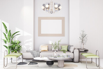 Mock up poster frame in modern interior background