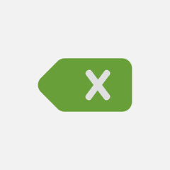 Delete icon in flat style about text editor, use for website mobile app presentation