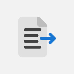 Export document icon in flat style about text editor, use for website mobile app presentation