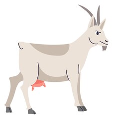Grown goat, breeding and farming animals vector