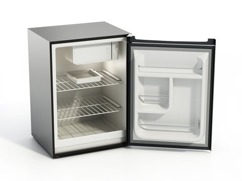 Mini refrigerator isolated on white background. 3D illustration