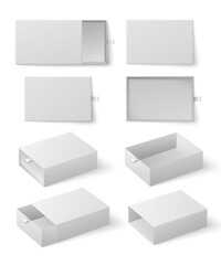 White Box slider, mockup set on white background vector illustration.