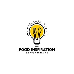 logo creative spoon and fork bulb food idea smart logo vector icon illustration for identity and business