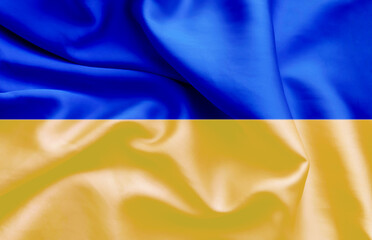 Ukrainian national blue and yellow waving flag