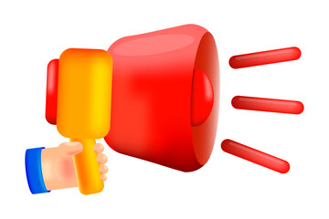 Speaker in cartoon style. Attention, news. Vector illustration. Stock image. 