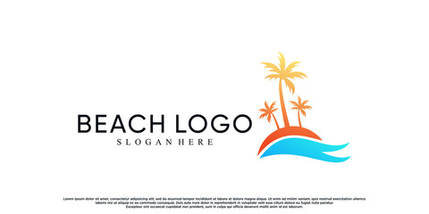Palm tree  logo design with creative concept Premium Vector