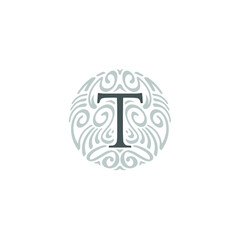 Letter T logo with ornament