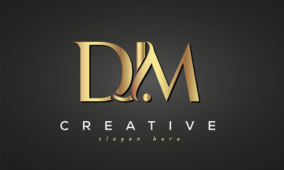 DJM creative luxury stylish logo design with golden premium look,   initial tree letters customs logo for your business and company