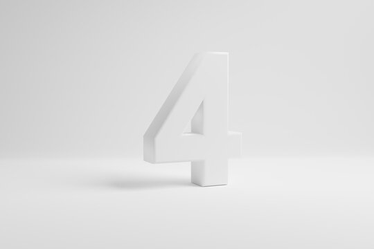 Number four on white background. 3D rendering.