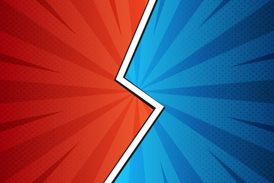 Vector Fight Comic Background Design Red And Blue Color