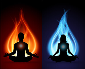 Yoga man meditate  abstract background