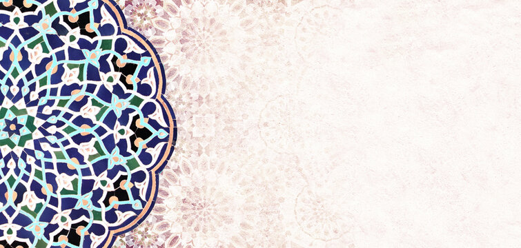 Horizontal or vertical background with ceramic tile. Mock up template. Copy space for text